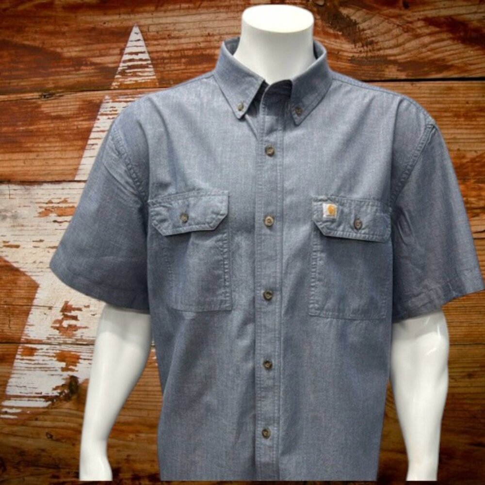 Carhartt Chambray Blue Original Fit Short Sleeve Men's Shirt w/Pockets Size XL